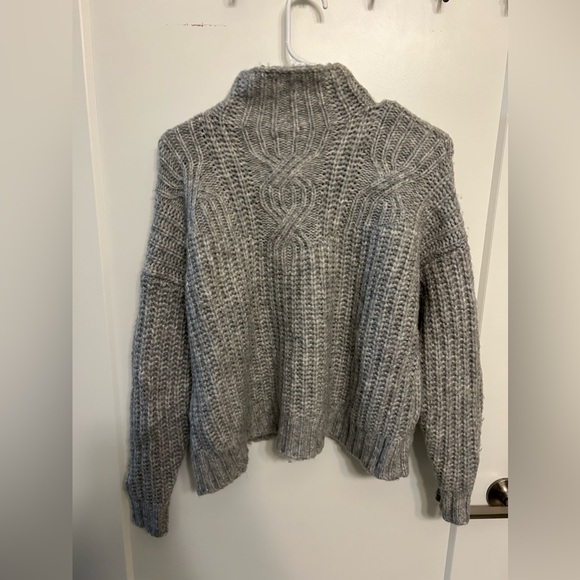Aerie Light Gray Cropped Mock Neck Knit Sweater - Picture 11 of 11